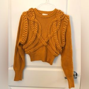 Rony Kobo Yeva Cable Knit Sweater XS Marigold